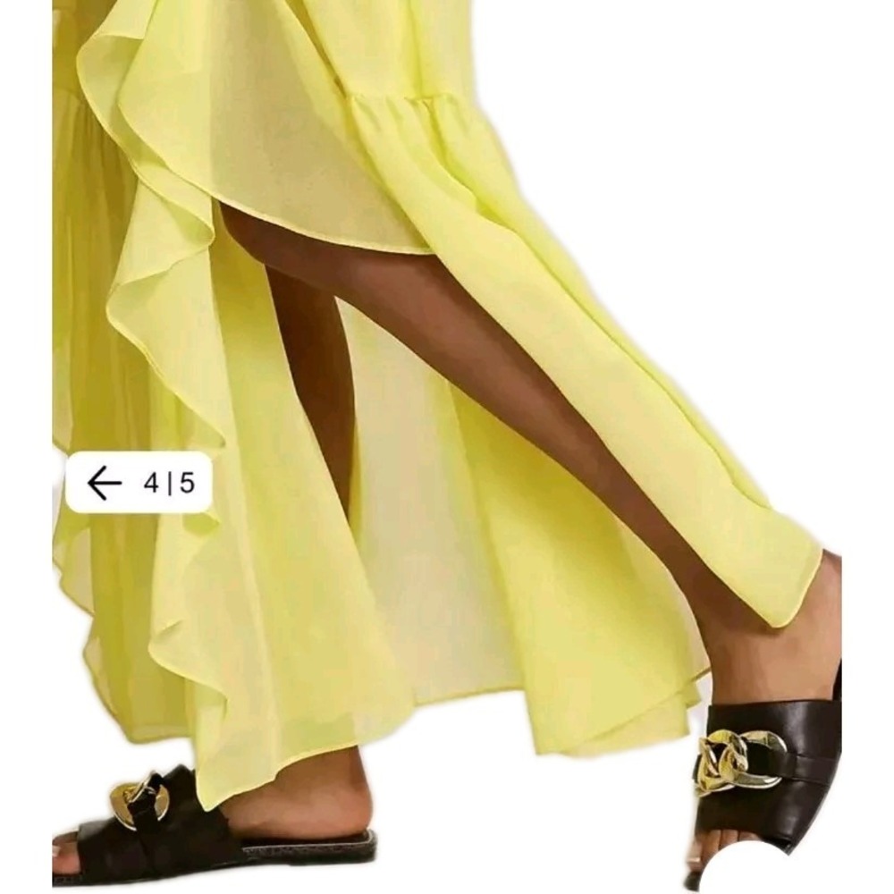 River Island Womens Halter Maxi Dress US 16 XL Yellow Beach Tropical‎ Resortwear - Picture 3 of 16